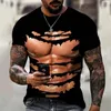 メンズTシャツマッスルTシャツ3DプリントOネックカジュアル男性夏の服を着た毎日の半袖トップ特大のTシャツ6xl