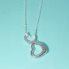 Designer Brand Tiffays 925 Silver ketting boetiek sieraden dubbele hartvorm Sterling High Edition