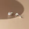 Boucles d'oreilles en argent Sterling 925 CZ Zircon coeur filetage perle pour femmes fille classique Fine minimaliste bijoux