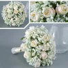 Hochzeit Blumen Eleganter Blumenstrauß Champagner Hellrosa Rose PE Künstliche Brautsträuße Frauen De Mariage