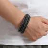 Bracelets de charme style ethnique mat noir boucle magnétique de haute qualité multi-couche en cuir tressé hommes bohème rétro bijoux bracelet