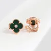 Blumen Damen Schmuck Ohrring Vierblättriges Kleeblatt Hiphop Ohrringe Glücksklee Ohrringe V Gold Verdicktes 18K Roségold Naturpulver Fritillaria Ohrringe für Frauen