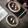 Borden Stoare Dinerbord Japanse keuken Sashimi Sushi Winkel Steen Graan Kom Ingotsvormig Retro Keramisch Servies 10 inch