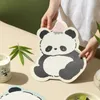 Tapetes de mesa panda pequena flor couro placemat criativo casa isolamento térmico tapete bonito prato alto valor mouse pad