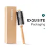 Hårborstar Mr.Green Boar Bristles Hair Brush Round Styling Curling Roll Hairbrush Natural Wood Detangling Comb For Long Curly eller någon typ 231220