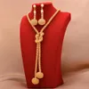 Boucles d'oreilles collier 24 carats plaqué or africain ensembles de bijoux pour femmes bague de perles Dubai cadeaux de mariée colliers de mariage bijoux Set250Y