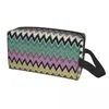 Sacs à cosmétiques, sac de maquillage bohème pour femmes, organisateur de voyage, mode Zigzag Boho Pastel, rangement de toilette