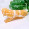 Decorative Figurines 18cm Natural Yellow Calcite Tiger Crystal Crafts Carving Powerful Animal Healing Home Decoration Collection Gift 1pcs