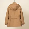 Men's Trench Coats 5XL Plus Size Coat Women 2024 Spring Stand Collar Hooded Windbreaker Loose Elastic Waist Zipper Jacket Curve Clothes