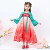 Vestidos de menina Novo vestido hanfu de 3-9 anos de idade, vestido de flores de flor de estilo chinês trajes infantis de estilo chinês