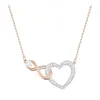 Ожерелье Swarovski, дизайнерские женские ожерелья с подвесками оригинального качества, ювелирные изделия в форме сердца, ожерелья и браслеты, розовое золото