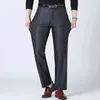 Män s byxor stil höst vinter slim casual mode affär stretch byxor män märke rak pant svart marin plus storlek 231219