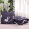 Pillow Print Blanket Airplane Car Sofa Office Nap Throw Quilt Christmas Elk 2 In 1 Travel