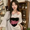 Koszulki damskie puste miłość T-shirt Summer Korean Style luźne litera drukowania swobodne topy żeńska moda ulica krótkie rękawowe koszulka