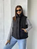 Cotton Down Winter Vest Women Black White Brown Oversize Quilted Jacket Turtleneck Thick Puffer For 231020