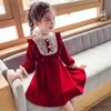 Robes de fille Hiver d'automne filles robes vins rouges velours robes pour filles enfants vêtements de Noël adolescents robes décontractées 4-14 ans