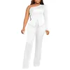 Etnik Giyim 2024 Kadınlar için Afrika Kıyafetleri 2 PCS Bahar Zarif Uzun Kollu Beyaz Siyah Kırmızı Üst Pantolon Eşleştirme Setleri