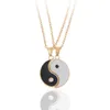 Colares de pingente combinando colar 2 peças de aço inoxidável yin yang puzzle peça aniversário jewlery presentes para casal/amigos