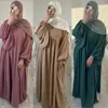 Etniska kläder Plain Abaya Muslim Long Dress Women 2023 Jalabiya Eid Crepe Balloon Sleeve Islamic Jilbab African Dresses Dubai Kaftan