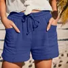 Short féminin Femme Summer Trawstring avec poches Couleur solide Mini High Taies Ligne droite Sport Pantalons CORTOS COSTO