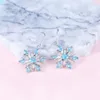 Boucles d'oreilles Garilina flocon de neige bleu zircon cubique couleur argent goutte femme vente en gros cadeaux de noël AE2248