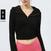 Lu Lu Align veste coupe-vent couche épaissie Align résistant au froid demi-col haut à capuche sport Fitness manteau à manches longues entraînement Gry LL Yoga Lemon LL femme