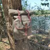Roll Top Backpack Leather Waxed Canvas Retro Hiking Bag Anti Theft Travel Waterproof Men Laptop Bags269E