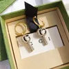 T GG Vintage-Luxus-Leder-Charme-Ohrring, exquisiter Damen-eleganter Schmuck, Luxus-Box-Verpackung, Clip-Ohrringe, Boutique-Stil, Designer-Schmuck, vergoldeter Ohrring