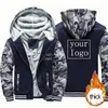 Parkas pour hommes Veste personnalisée Camouflage Épaissir Vestes d'hiver pour hommes Polaire Manteau à manches longues Casual DIY Zip Up Sweats à capuche Streetwear Manteaux 231219