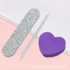 Kits d'art d'ongle 3pcs cristal dot perceuse bâton en forme de coeur paillettes bloc garniture limes en bois peau morte cuticule pousse porter sac à outils