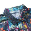 Mäns casual skjortor 2023 Autumn Long Sleeve Printed Shirt Hawaiian Button Clothes Korean Fashion T-shirt Lättviktstrand