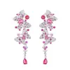 luxury butterfly dangle earring designer for woman S925 silver post party rose AAA zirconia silver white diamond earrings South Am189h