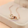 Luxur Designer Halsband älskar dubbel ring i krage halsband koreansk version av enkla titanstål rosguldhalsband smycken alla hjärtans gåva