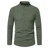 Chemises décontractées pour hommes Chemise à col montant rayé Boutonné Coupe ajustée personnalisée avec support à manches longues pour formel