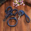 Dog Collars High Quality 120cm Long Fashion Denim & Nylon Rope Leash Black/Red/Blue Jean Puppy Collar Harness Sets Pet Product