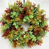 Couronne de signe de bienvenue de flocon de neige de fleurs décoratives, décorations de porte extérieure de 18 pouces, ensemble de 3 couronnes suspendues, décoration de simulation d'automne