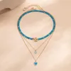 Multi-layer blue love pendant necklace bracelet Gradual change designer jewelry bracelets ring Womens mens couple fashion gold sil307F