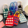 Sacs de rangement Petit Design Diamant à carreaux tricoté Mini sac de téléphone mignon Sac à main à bandoulière Femmes Shopping réutilisable