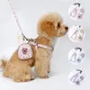 Hundhalsar Pet Harness Lash Set Floral ryggsäck Bröst Justerbar storlek för små medelstora hundar Katter Valpstillbehör