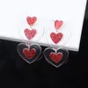 Dangle Earrings Glitter Red Acrylic Love Heart For Women 2023 Trendy Long Peach Hearts Drop Earring Valentine's Day Jewelry