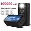 Banki z telefonu komórkowego Banki energii słonecznej 100000 mAh Magnetyczne bezprzewodowe słoneczne szybkie ładowanie 4USB PowerBank dla Xiaomi iPhone 14 Przenośna bateria zewnętrzna J231220