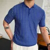 Camiseta masculina slim fit manga curta lapela camisa polo de negócios estilo europeu e americano camiseta