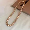 Choker Light Luxury Simulated Pearl Beaded Sweater Chain Necklace For Women French Vintage Fashion Simple Jewelry