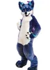 Mascote fantasias de pele longa lobo branco husky cachorro raposa mascote figurina desenho animado mascote de vestuário de vestuário de vestuário de carnaval de tamanho adulto