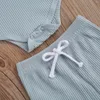 Ensembles de vêtements Né Bébé Garçon Fille Vêtements Ensemble Couleur Unie Sans Manches Col Rond Bouton Côtelé Barboteuse Short Élastique 0-24M