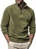 Sweat à capuche pour homme, pull polaire, col montant, demi-fermeture éclair, manches longues, couleur unie, automne hiver 2024