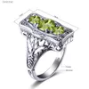 Solitaire Ring Szjiano High Quality 925 Sterling Silver Woman Rings 3 Stone Peridot Round Banquet Party Elegant Trend Luxury Fine JewelryL231220