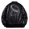 Pu Leather Thickened Embroidered Baseball Jacket Pilot Cotton Couple's Autumn and Winter Motorcycle