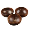 그릇 1pc 천연 코코넛 그릇 보호 부엌 식당 예술 공예 장식을위한 나무 도자기 목재 식탁