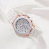 Necklace Earrings Set 5Pcs/set Fashion Women Watch Round Dial Classic Watches Simple Clock& Jewelry For Female Gift